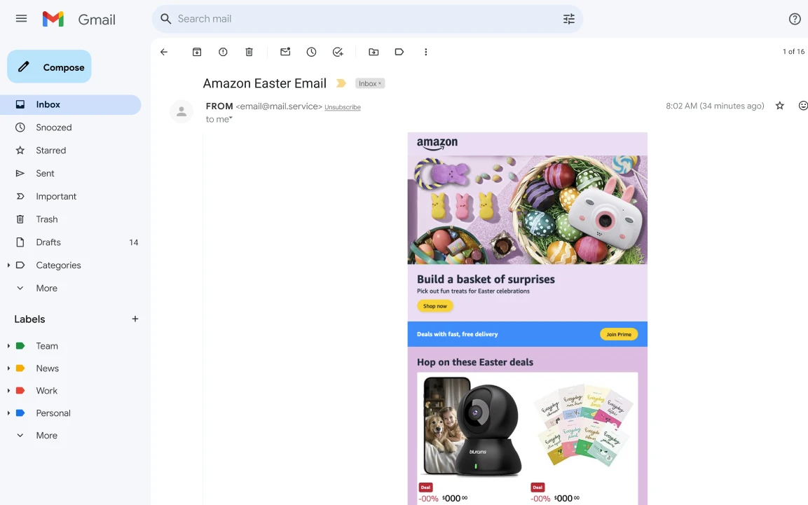 Amazon Easter Email