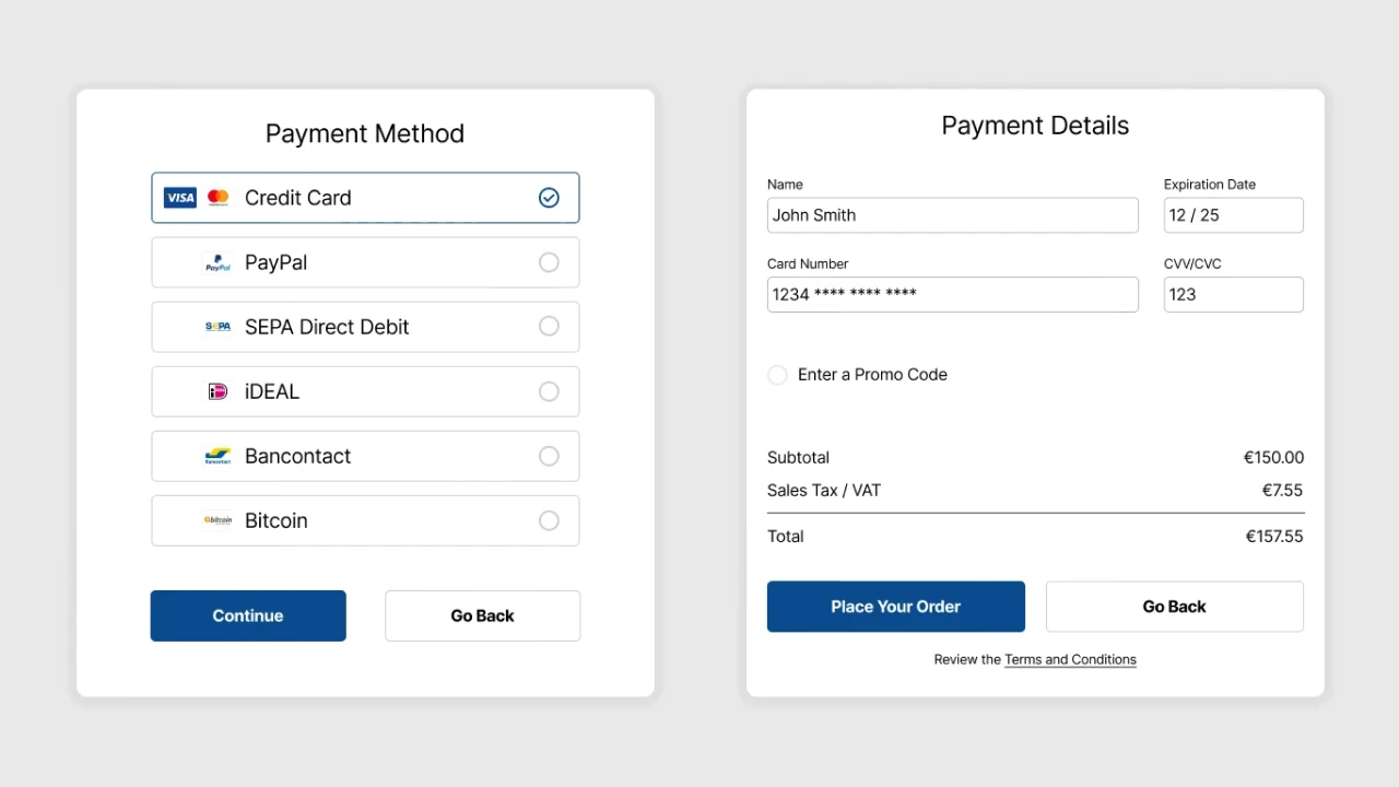 Payment Dialog - Europe