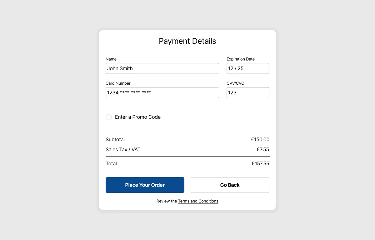 UX/UI Payment Total for Europe - Anthony Ellsworth